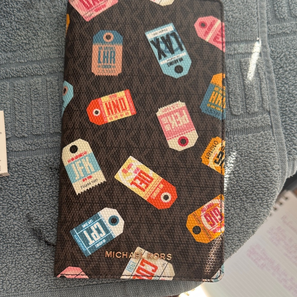 Michael Kors Black Wallet with Colorful Tag Print